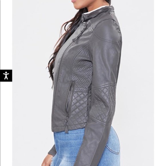 YMI Jackets & Blazers - YMI grey moto faux leather jacket Sz sm